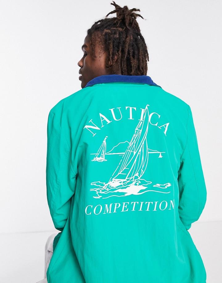 Nautica Competition Helm Retro Printed Jacket In Green