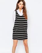 New Look Stripe Sleeveless Dress - Black