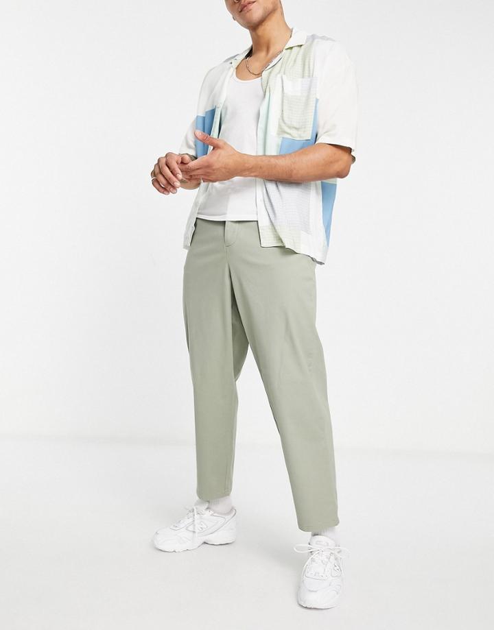 Asos Design Balloon Fit Chinos In Light Green