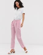 Daisy Street High Waist Tapered Pants In Check - Pink