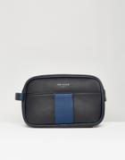 Ted Baker Black Toiletry Bag With Contrast Blue Panel - Black