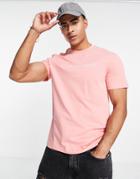 Calvin Klein Raised Striped Logo T-shirt In Pink