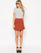Asos A-line Skirt In Ponte With Pockets - Rust