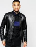 Diesel Leather Jacket J-edg Biker With Zip Details In Black - Black