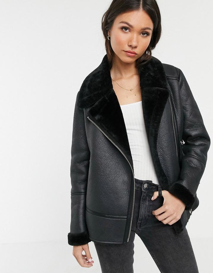 New Look Aviator Jacket In Black