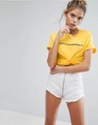 Adolescent Clothing Boyfriend T-shirt With Great Personality Slogan - Yellow