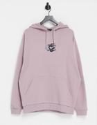 Asos Design Oversized Hoodie With Small Front Print-purple