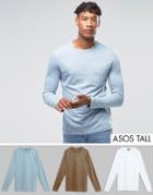 Asos Tall Long Sleeve T-shirt 3 Pack Save - Multi
