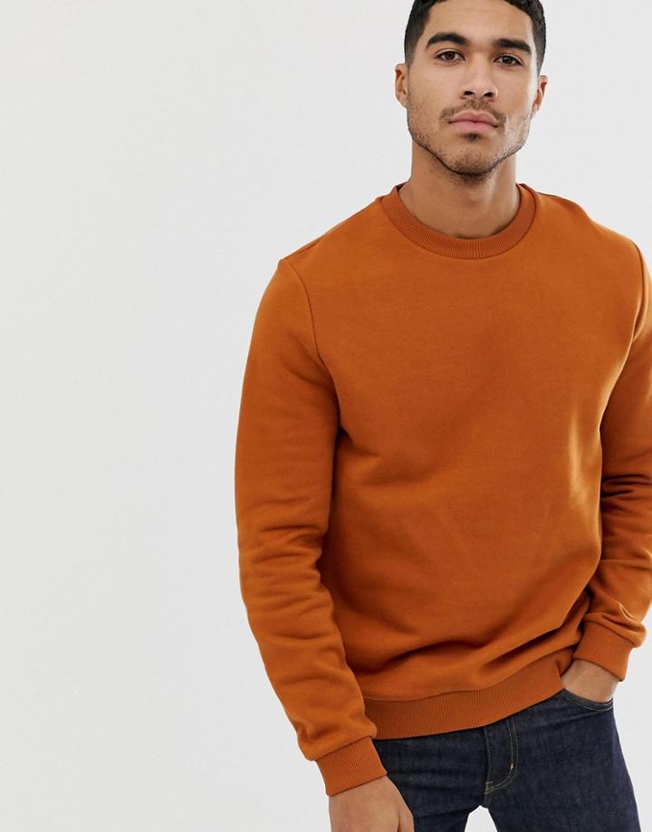 Asos Design Sweatshirt In Dark Orange - Orange