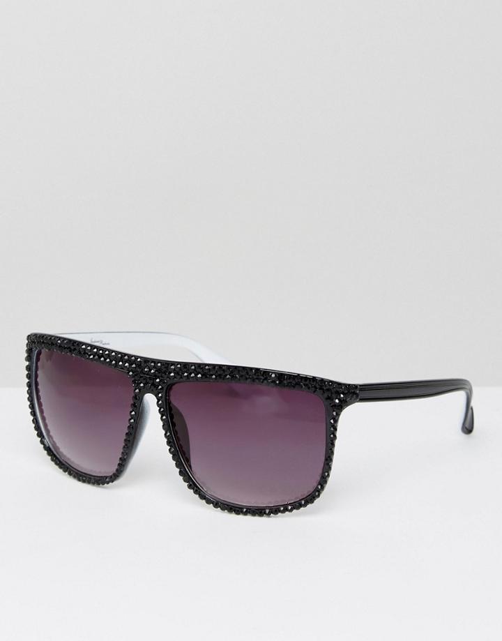 Jeepers Peepers Sqaure Lens Flat Top Sunglasses - Black