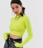 Collusion Tie Dye Long Sleeve Crop Top - Yellow