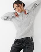 Vero Moda Sweater With High Neck And Half Zip In Gray-grey