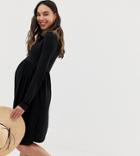 New Look Maternity Long Sleeve Smock Dress In Black