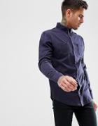 Boohooman Jersey Shirt In Regular Fit With Double Pockets In Navy - Navy
