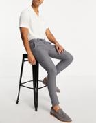 Asos Design Super Skinny Suit Pants In Gray Birdseye-grey