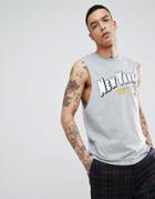 Asos Design Mickey Sleeveless T-shirt With Dropped Armhole - Gray