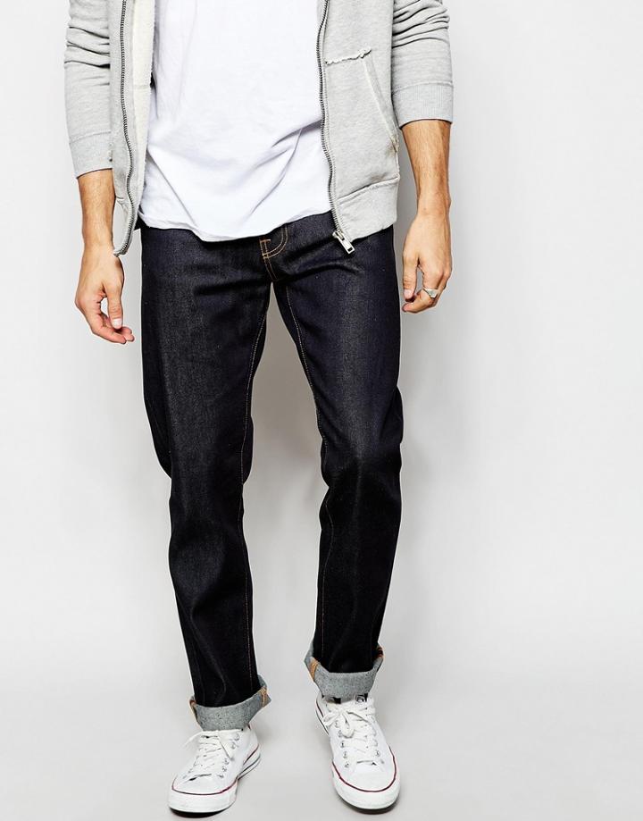 Nudie Jeans Steady Eddie Straight Fit Dry Compact Dark - Dry Compact Dark