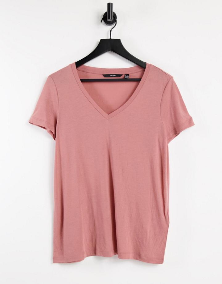 Vero Moda V Neck T-shirt In Rose Pink