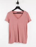 Vero Moda V Neck T-shirt In Rose Pink