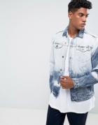 New Look Denim Jacket In Bleach Dye Wash - Blue