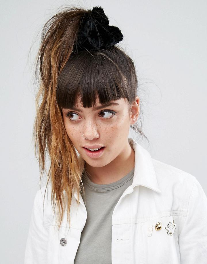 Asos Faux Fur Hair Scrunchie - Black