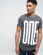 Jack & Jones Core Longline T-shirt With Arm Stripe - Gray