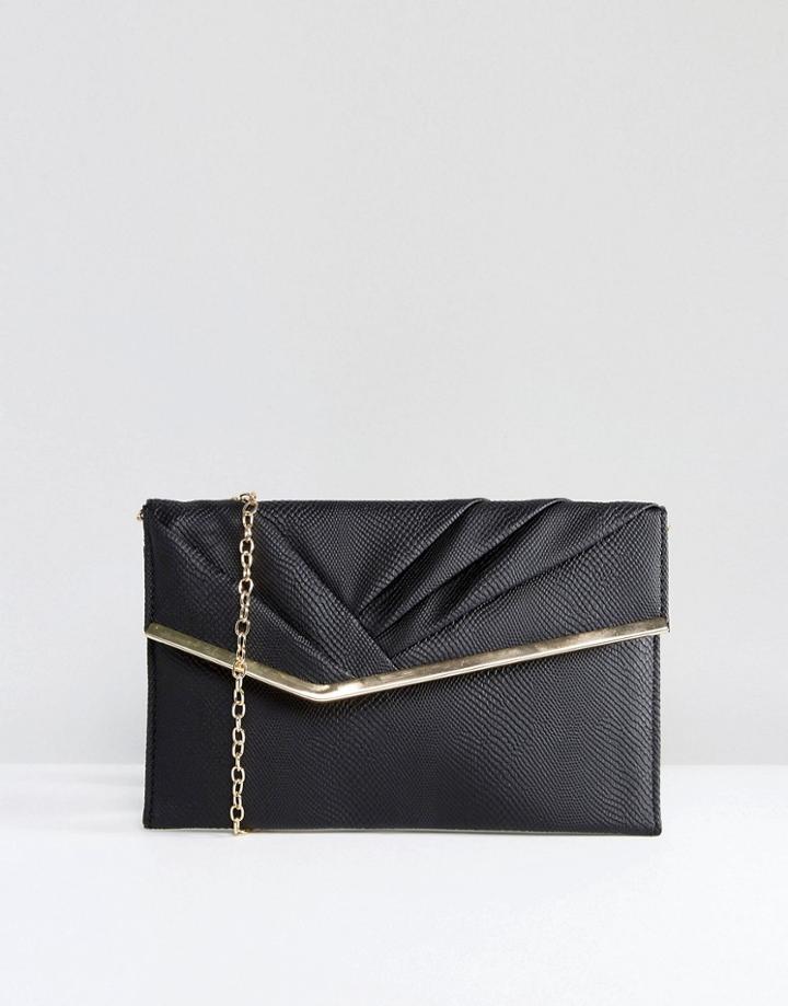 New Look Rouched Flat Clutch Bag - Black