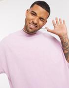 Asos Design Oversized T-shirt With Half Sleeve In Heavyweight Purple Acid Wash