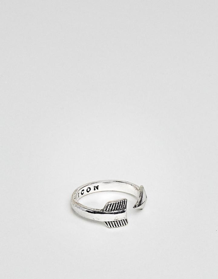 Icon Brand Arrow Ring In Antique Silver - Silver