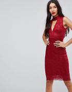 Jessica Wright Choker Neck Bodycon Dress - Red