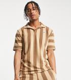 Puma Downtown Towelling Polo Shirt In Brown Stripe - Exclusive To Asos