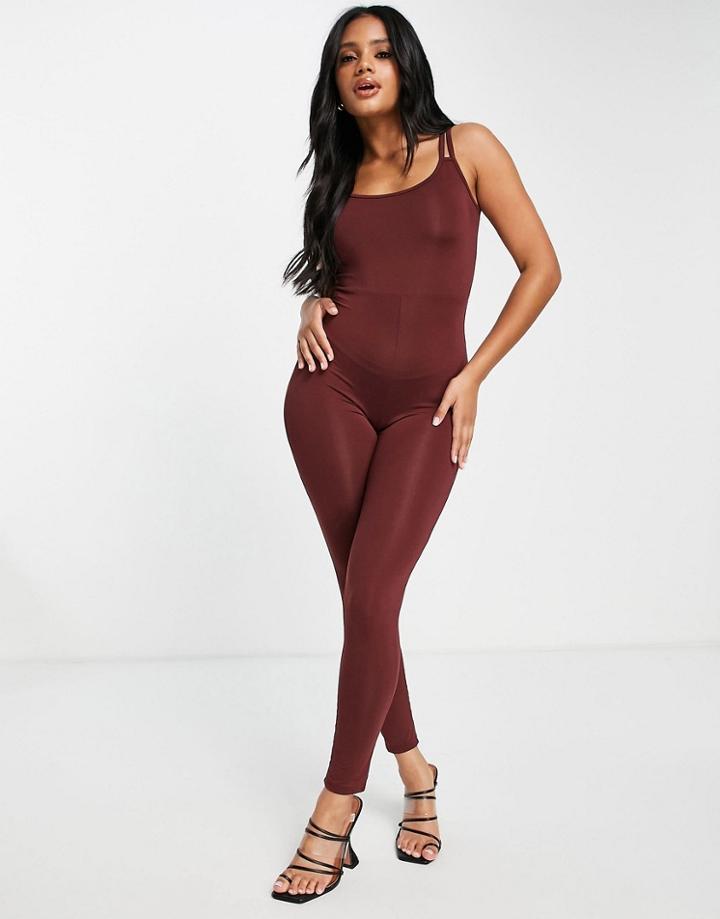 Love & Other Things Cami Unitard In Chocolate-brown