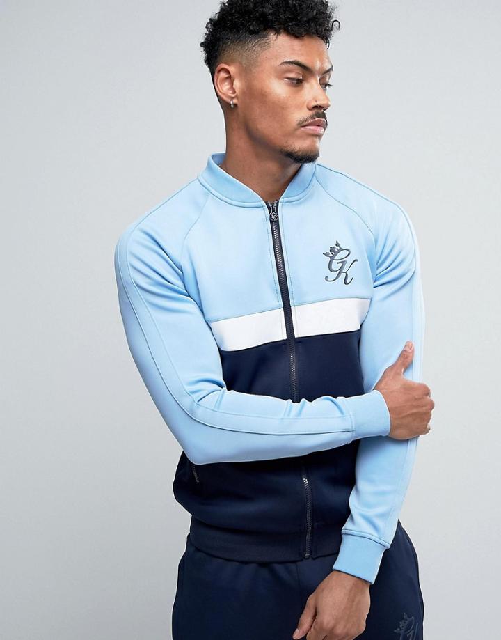 Gym King Muscle Fit Track Jacket In Blue - Blue