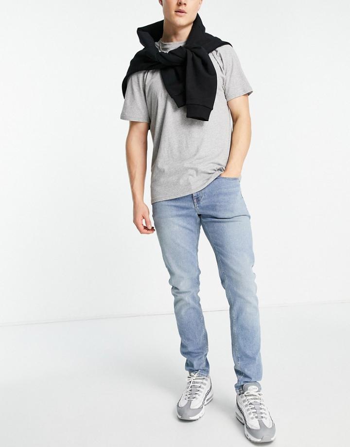 Asos Design Skinny Jeans In Mid Wash - Mblue-blues