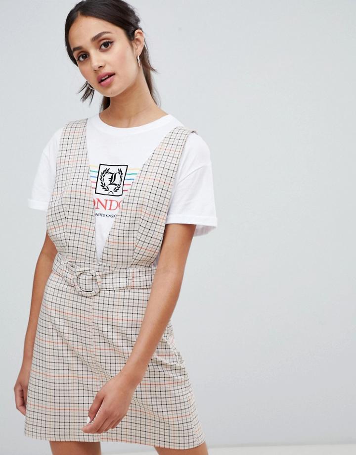 Bershka Pinafore Dress - Multi