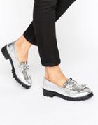 London Rebel Snaffle Trim Chunky Loafers - Silver