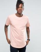 Only & Sons Longline T-shirt With Curved Hem - Pink