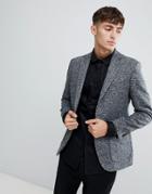 Moss London Skinny Knitted Blazer In Salt & Pepper - Black