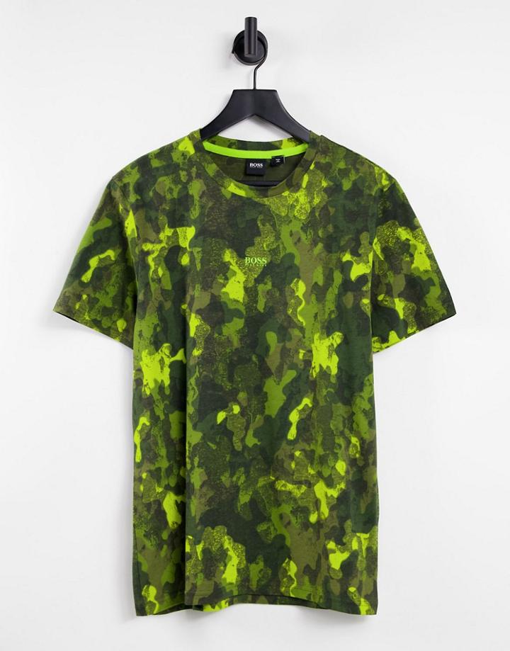Boss Tforest Camo Print T-shirt In Green