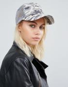 Asos Gray Camo Cap With Oversized Mesh - Gray