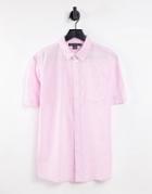 French Connection Short Sleeve Linen Shirt In Pink