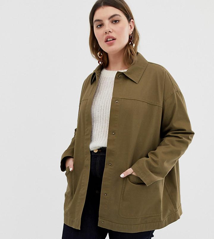 Asos Design Curve Utility Washed Cotton Jacket - Stone