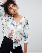 Qed London Floral Blouse - White