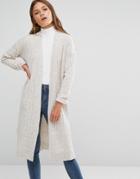 New Look Ribbed Longline Cardigan - Beige