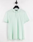 Asos Design Organic Jersey Polo In Dusty Aqua-green