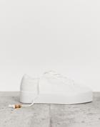 Pull & Bear Flatform Sneakers In White - White