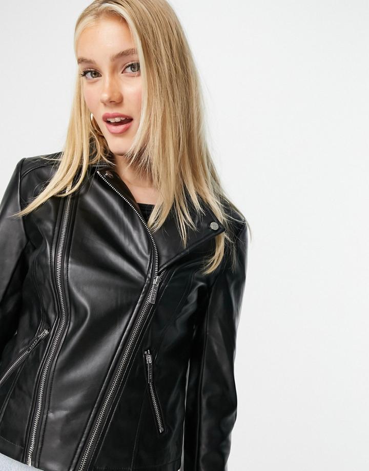Lipsy Zip Detail Biker Jacket In Black