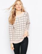 Ganni Claudia Checked Knit Sweater - Pink