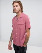 Asos Regular Fit Shirt With Revere Collar In Pink - Pink