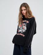 Just Female Eagles Of Silence Print Sweater - Black